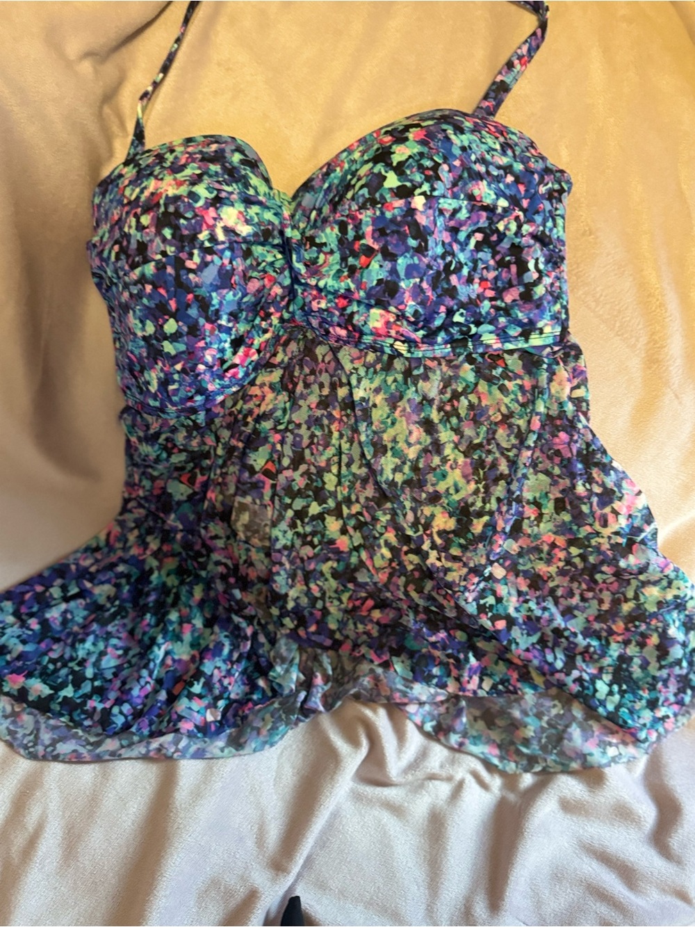 Women’s Multicolor Printed Tankini Swim Top